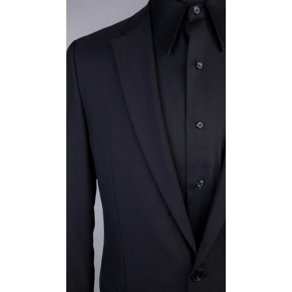 G Givenchy Blazer Sport Coat Solid Black Sz 40S Two Button Jacket
